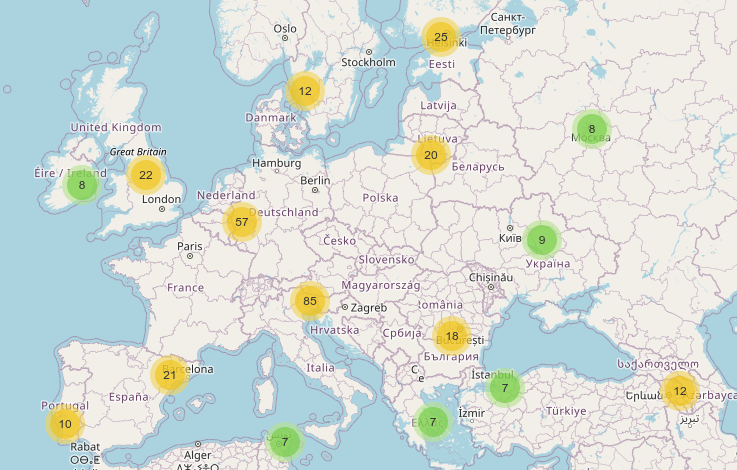 Root server instances in Europe